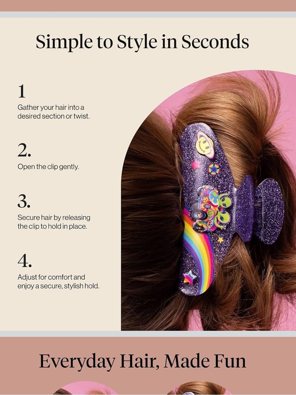 Kitsch x Lisa Frank glitter claw clip NWT - Picture 6 of 6